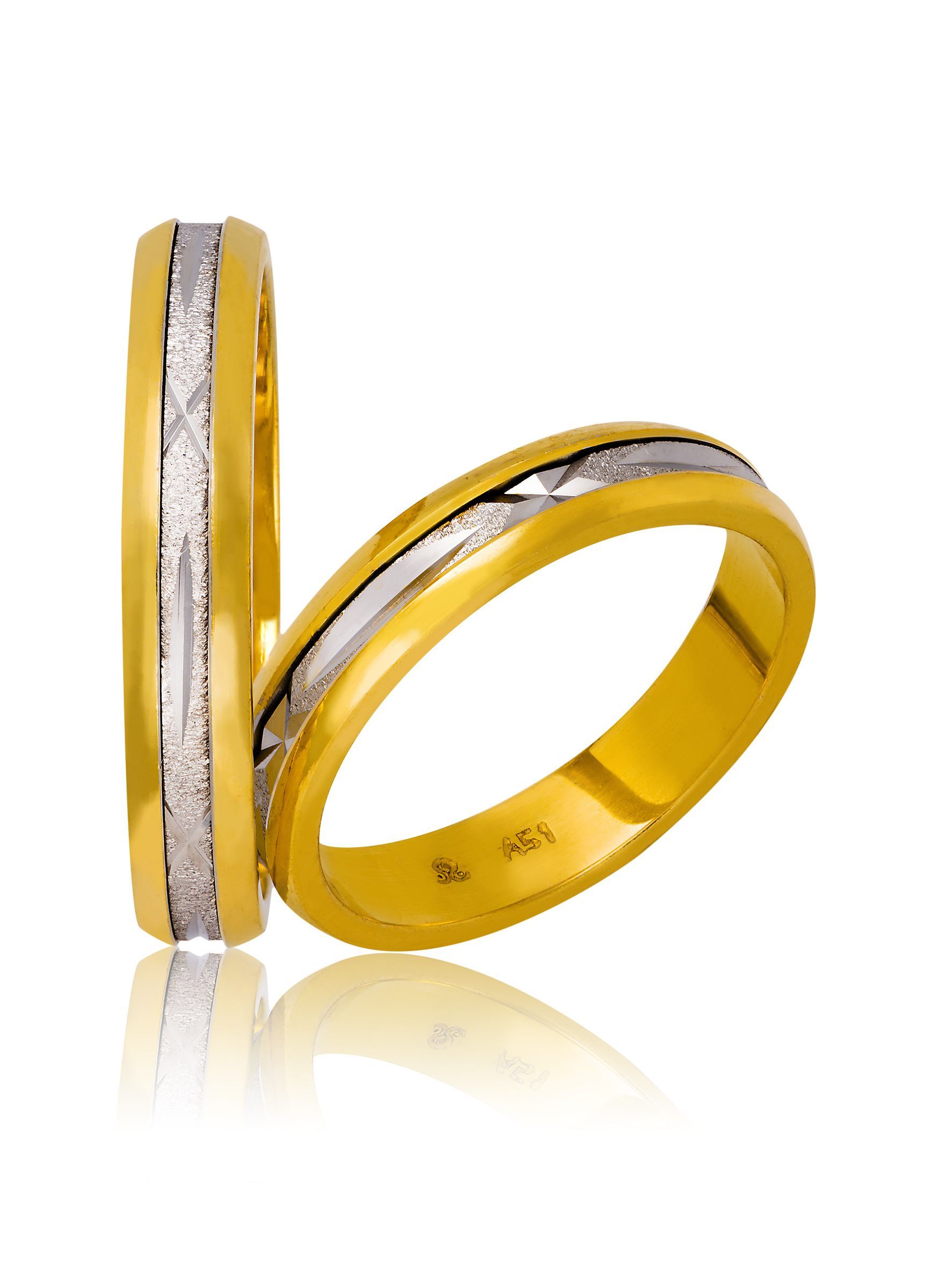 White gold & gold wedding rings 4.3mm(code 719)